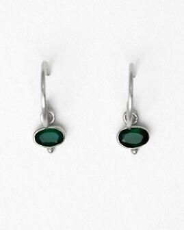 Muja Juma - Earring - silver pendant - oval - green zed