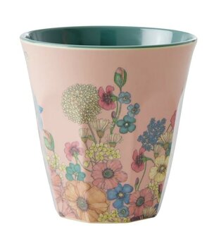 Rice - Melamine Cup - Zacht roze - Flower Collage Print