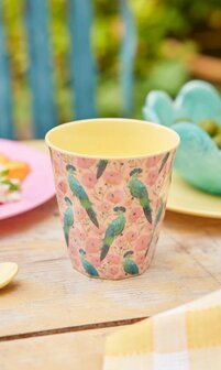 Rice - Melamine Cup - Zacht roze - Exotic Bird Print