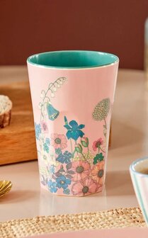 Rice - Melamine Cup - groot - Zacht roze - Flower Collage Print