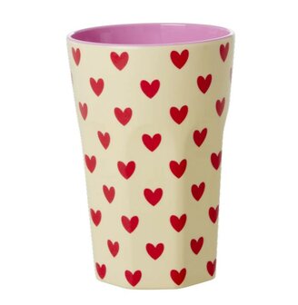 Rice - Melamine Cup - groot - Cr&egrave;me - Darling Hearts Print