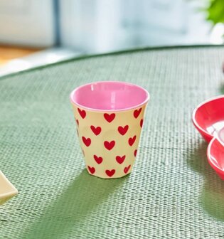 Rice - Melamine Cup - Espresso - extra klein - Cr&egrave;me - Darling Hearts Print