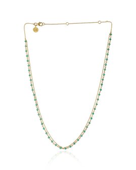 Muja Juma - necklace - Gold Plated - beads - Green onyx