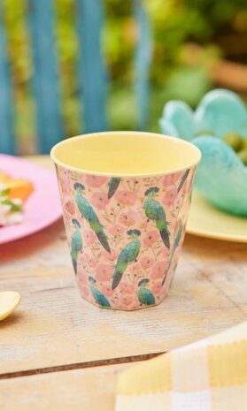 Rice - Melamine Cup - Zacht roze - Exotic Bird Print