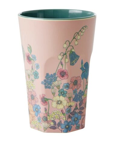 Rice - Melamine Cup - groot - Zacht roze - Flower Collage Print